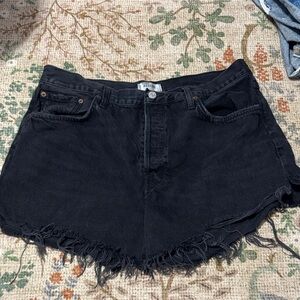 Agolde Parker Long Black Jean Shorts